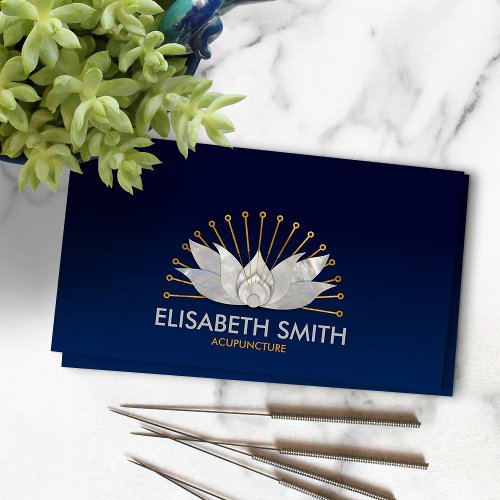 Acupuncture Lotus _ Mother of Pearl and gold Business Card