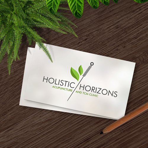 Acupuncture Needle and leaves Business Card