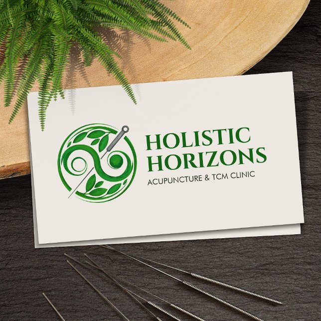 Acupuncture Needles, Yin Yang , Herbs and Leaves Business Card (Creator Uploaded)