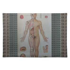 Acupuncture points full body front wall art cloth placemat