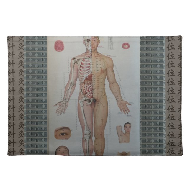Acupuncture points full body front wall art cloth placemat (Front)