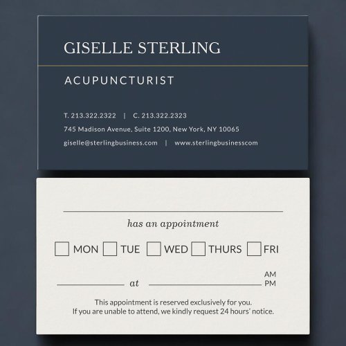 Acupuncturist Office Appointment Reminder Card