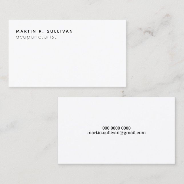 acupuncturist (or any other prof) minimalist b/w business card (Front/Back)
