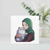 Acute girl hug cute cat (Standing Front)