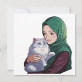 Acute girl hug cute cat (Back)