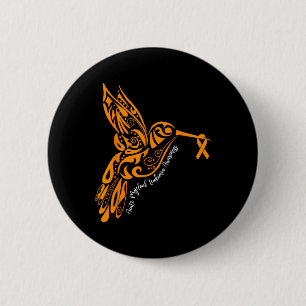 Acute Myeloid Leukemia Awareness Hummingbird Orang Button