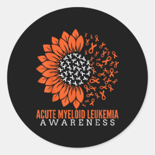 Acute Myeloid Leukemia Awareness Sunflower Ribbon Classic Round Sticker