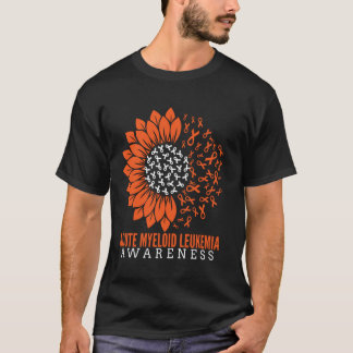 Acute Myeloid Leukemia Awareness Sunflower Ribbon  T-Shirt