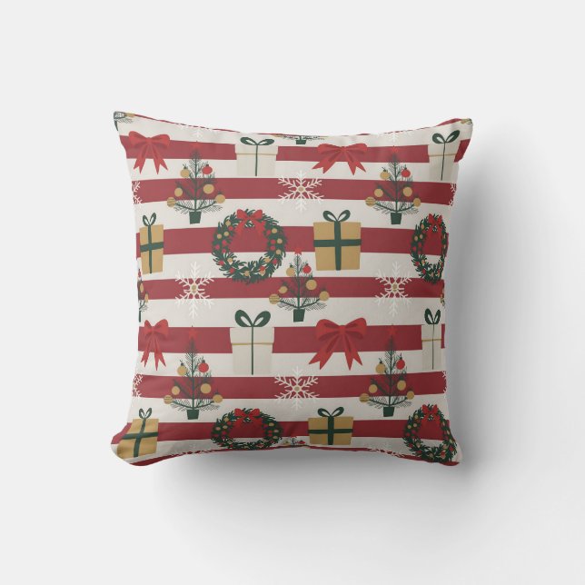AD 004 - Christmas digital pattern Throw Pillow (Front)