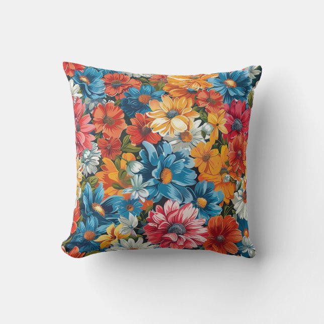 AD 026 - Floral digital graphic pattern Throw Pillow (Front)