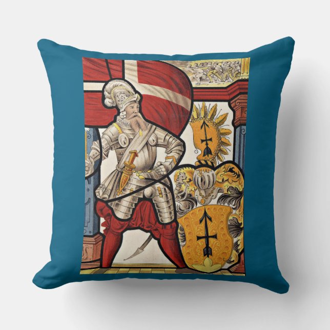 AD 1600 Swiss soldier print Throw Pillow (Front)