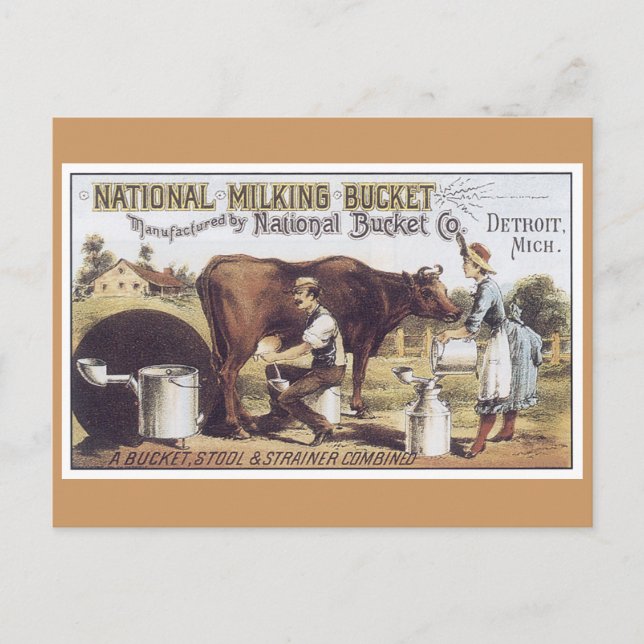 Ad Label National Bucket Victorian Postcard (Front)