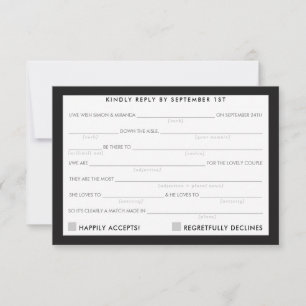 AD LIB RSVP REPLY fun simple bold minimal black Card