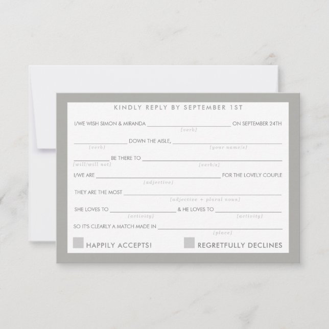 AD LIB RSVP REPLY fun simple bold minimal gray (Front)