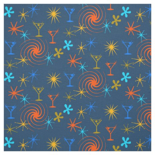 Ad Man Martini Abstract Conversational Fabric