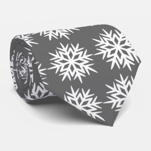 Ad Man Snowflake Foulard Charcoal Gray Two-sided Neck Tie