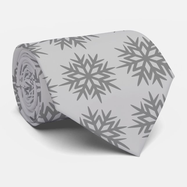 Ad Man Snowflake Foulard Steel Gray Two-sided Neck Tie (Rolled)