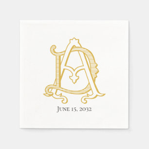 AD or DA monogram antique vintage in gold Napkins
