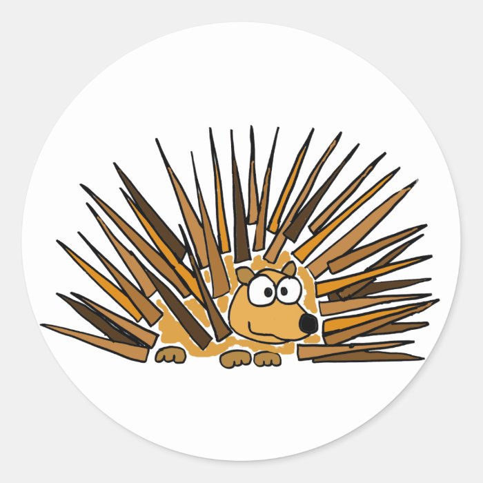 AD  Porcupine Art Cartoon Round Sticker