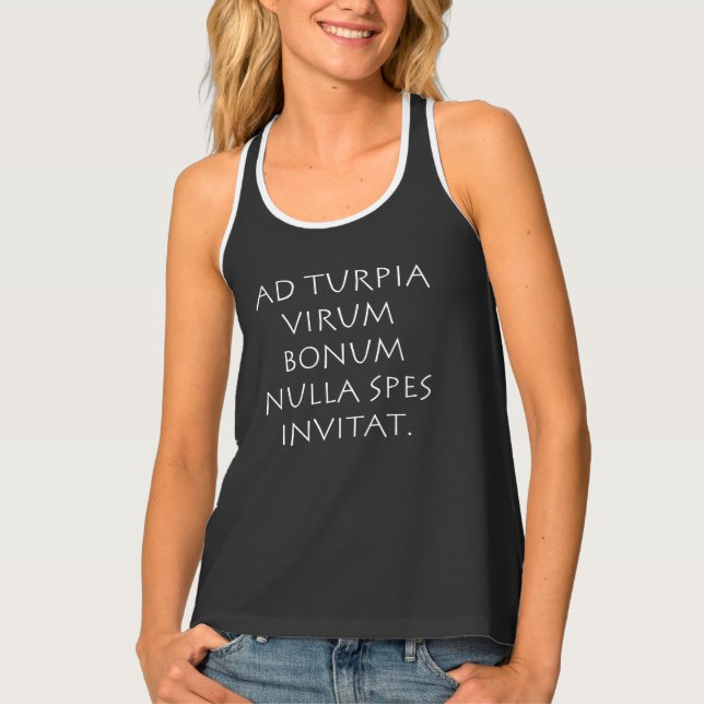 Ad turpia virum bonum nulla spes invitat tank top (Front)