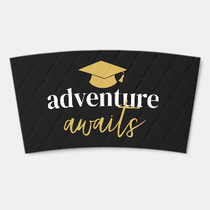 Ad venture Awaits - Graduate Black and Gold Coffee Cup Sleeve