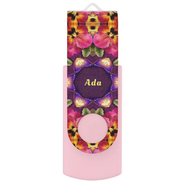 ADA ~ EASTER Pansy Pattern ~Personalized  Flash Drive (Front Vertical)