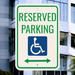 ADA Handicap Double Arrow Green Reserved Parking Metal Sign
