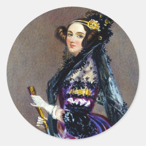 Ada King Countess of Lovelace by Alfred Chalon Classic Round Sticker