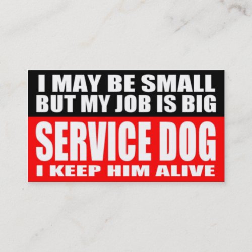ADA Service Dog Information Cards
