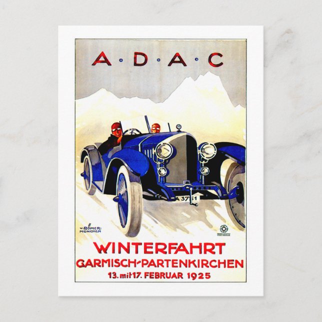 ADAC German Auto Race ~ Vintage Automobile Ad Postcard (Front)