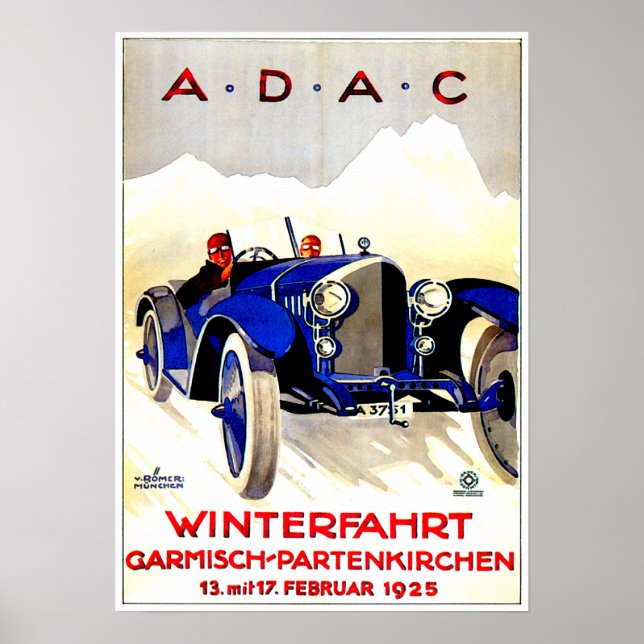 ADAC German Auto Race ~ Vintage Automobile Ad Poster (Front)