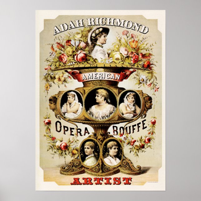 Adah Richmond American Opera Bouffe Theater Advert Poster (Front)