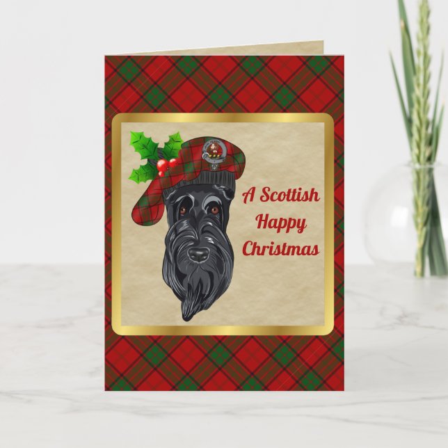 Adair Badge & Tartan Personalized Xmas Card (Front)