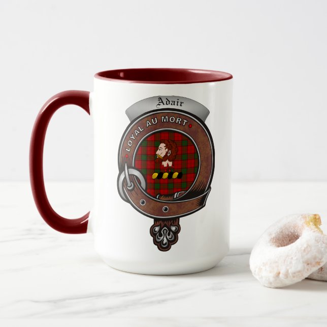 Adair Clan Badge Combo 15oz Mug (With Donut)