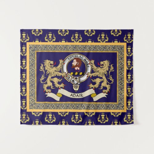 Adair Clan Badge Personalized Blue Tapestry