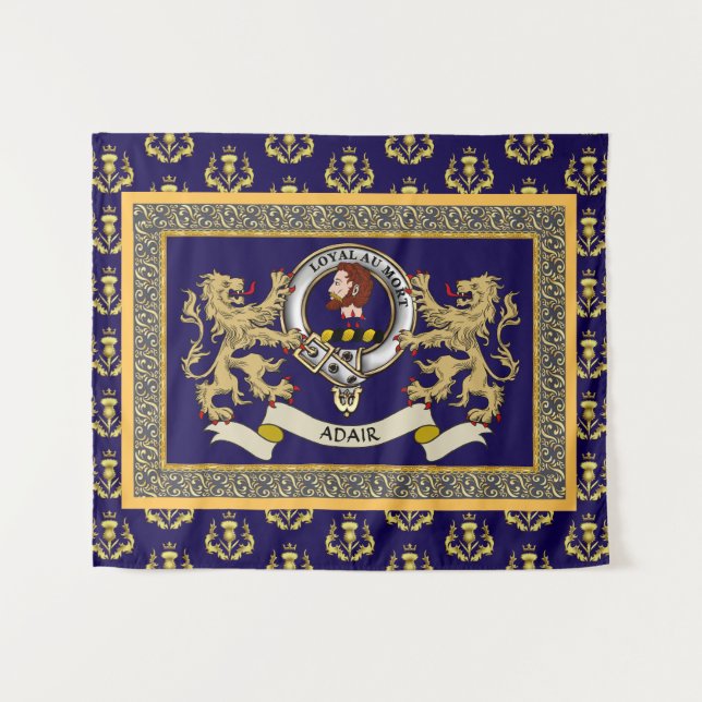 Adair Clan Badge Personalized Blue Tapestry (Front (Horizontal))