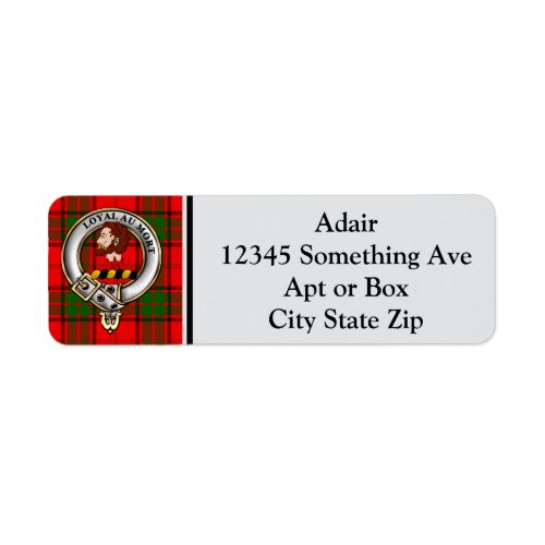 Adair Clan Badge & Tartan Personalized Label