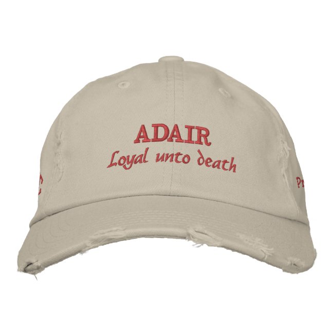 Adair Clan Motto Personalized Embroidered Baseball Cap (Front)