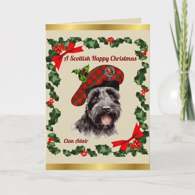 Adair Scottie Dog Personalized Xmas Card (Front)