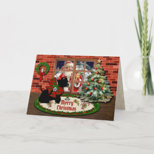Adair Scottie & Santa w/Crest Personalized Holiday Card
