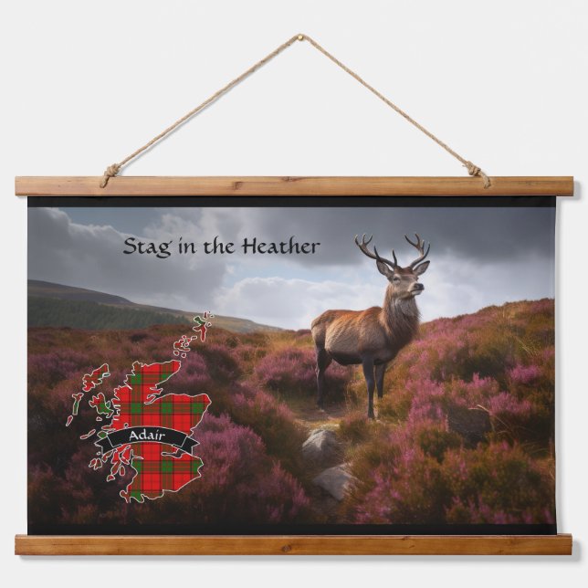 Adair Stag in the Heather Personalized Hanging Tapestry (Front)