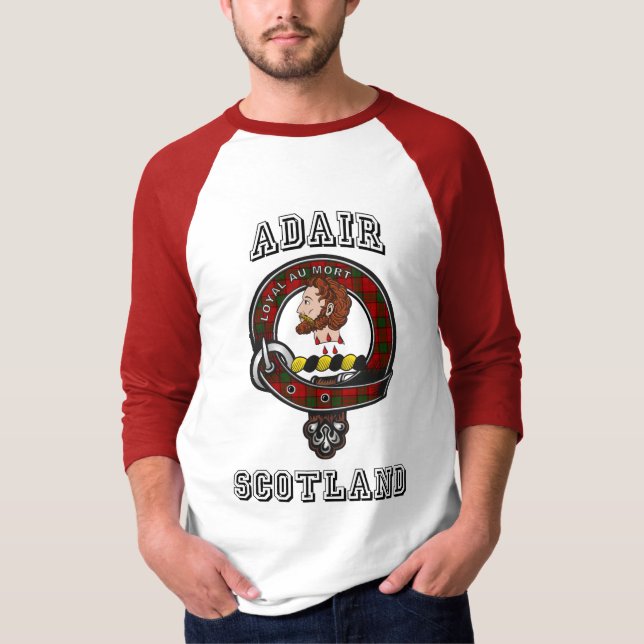 Adair Tartan Badge Athletic Style Raglan T-Shirt (Front)