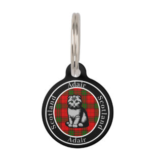 Adair Tartan & Scottish Kitty Personalized Pet ID Tag