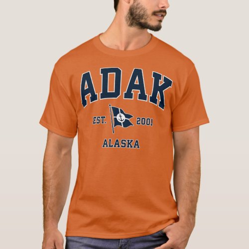 Adak Alaska AK Vintage Nautical Boat Anchor Flag S T_Shirt