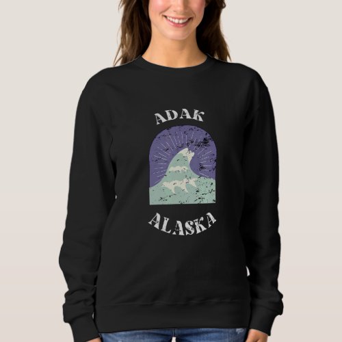 Adak Alaska Sea Wave Home City Men Women Retro Vin Sweatshirt