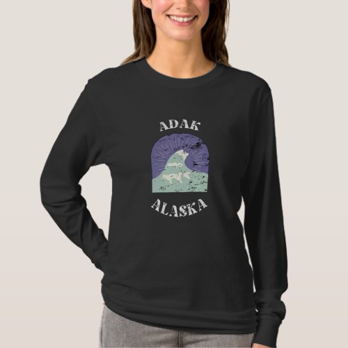 Adak Alaska Sea Wave Home City Men Women Retro Vin T_Shirt
