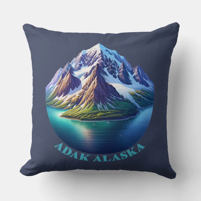 Adak Alaska Throw Pillow (Front)