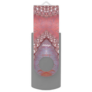 ADALYN ~ Abstract Pattern Pink White Gray ~ Flash Drive