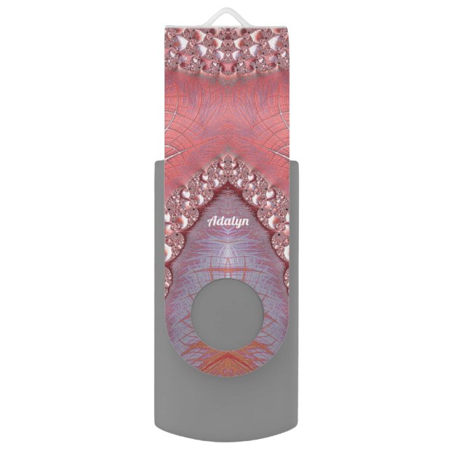 ADALYN ~ Abstract Pattern Pink White Gray ~ Flash  Drive (Front Vertical)