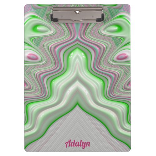 ADALYN  PASTEL 3D Pink Green and White GLOSSY C Clipboard
